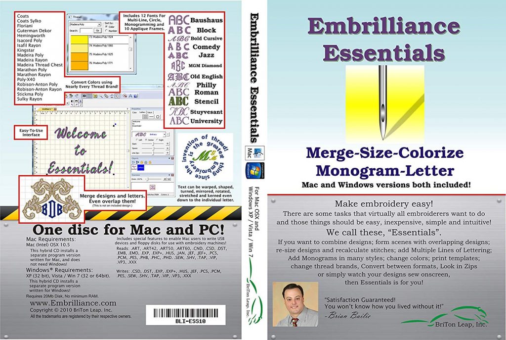Embrilliance Essentials, Embroidery Software for Mac & PC