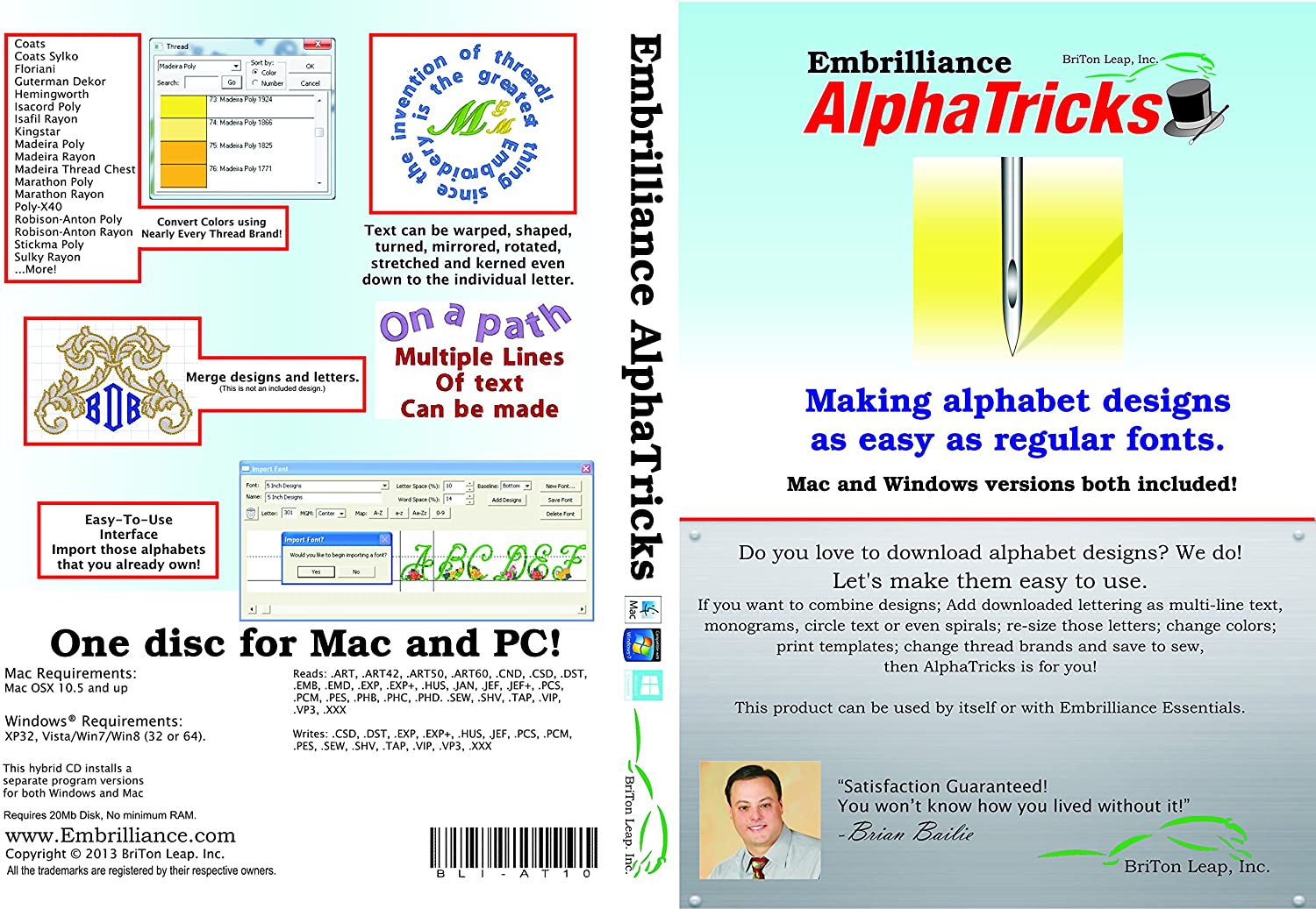 Embrilliance AlphaTricks Embroidery Software