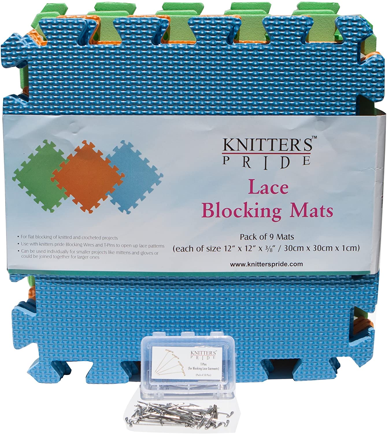 Knitters Pride Lace Blocking Mats & T-Pins Bonus Bundle