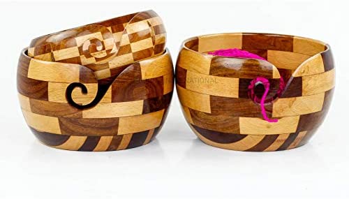 Nagina International Mixed Wood Premium Yarn Storage Bowl 