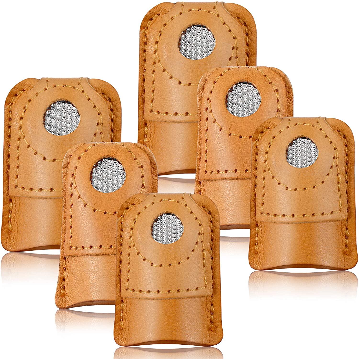 Willbond 6-piece Leather Coin Thimble Pad